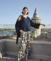 Yaprak Desenli ve Dantelli 3lü Pijama Takımı - SSSSSS3738-2330