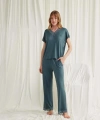 Kısa Kollu V Yakalı Dantelli Pijama Takımı - SSSSSS4088-8176