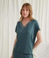 Kısa Kollu V Yakalı Dantelli Pijama Takımı - SSSSSS4088-8176