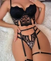 Siyah Dantelli Jartiyer Fantezi Seksi Büstiyer Takımı - SSSSSS6556-3956
