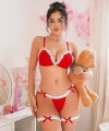 Boyunluklu Bacak Aksesuarlı Kırmızı Fantezi Kostümü - SSSSSS3118-8157