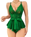 Yeşil Dantel İşlemeli Kurdelalı Fantezi Tül Babydoll - SSSSSS4833-6591