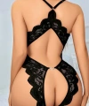 Siyah Özel Bölgesi Açık Dantel İşlemeli Fantezi Body - SSSSSS6795-3257