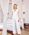Dantelli ve Tüllü Uzun Kollu Önü Düğmeli Saten Pijama Takımı - SSSSSS8448-8190