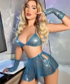 Mavi Parlak Işıltılı Fantezi Etekli Sütyen Takımı - SSSSSS3122-4862
