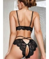 Özel Bölgesi Açık Seksi Bustiyerli Siyah Sütyen Külot Takım - SSSSSS7354-3509