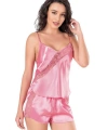 Koyu Pembe Saten Babydoll Şort Takımı - SSSSSS4613-8948