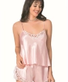 Şık Tasarım Yumuşak Dokulu Dantel İşlemeli Somon Saten Babydoll Şort Takımı - SSSSSS5997-6