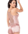 Koyu Pudra Saten Babydoll Şort Takımı - SSSSSS6556-6280