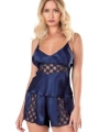 Lacivert Saten Babydoll Şort Takımı - SSSSSS4362-1197