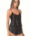 Şık Tasarım Yumuşak Dokulu Siyah Saten Babydoll Şort Takımı - SSSSSS3921-2341