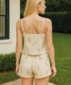 Gri Çiçek Desenli Askılı Şortlu Pijama Takımı - SSSSSS8608-1382