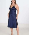 Premium Büyük Beden Saten Lacivert Uzun 2li Gecelik Sabahlık Takımı Bigsize - SSSSSS9484-5938