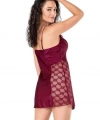 Dantel İşlemeli İnce Askılı Bordo Kısa Saten Gecelik - SSSSSS6590-8438