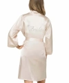 Şık Tasarım Yumuşak Dokulu Fildişi Kısa Saten Bride Sabahlık - SSSSSS5651-1006