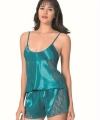 Petrol Saten Babydoll Şort Takımı - SSSSSS4524-6209