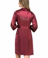 Şık Tasarım Yumuşak Dokulu Bordo Kısa Saten Bride Sabahlık - SSSSSS5718-4198