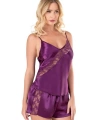 Mor Saten Babydoll Şort Takımı - SSSSSS2281-9861