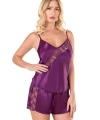 Mor Saten Babydoll Şort Takımı - SSSSSS2281-9861