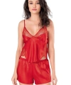 Kırmızı Saten Babydoll Şort Takımı - SSSSSS4757-1018