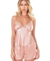 Koyu Pudra Saten Babydoll Şort Takımı - SSSSSS3289-2305