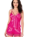 Fuşya Saten Babydoll Şort Takımı - SSSSSS5551-2877