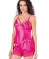Fuşya Saten Babydoll Şort Takımı - SSSSSS5551-2877