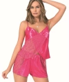 Fuşya Saten Babydoll Şort Takımı - SSSSSS3230-3873