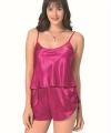 Şık Tasarım Yumuşak Dokulu Vişne Saten Babydoll Şort Takımı - SSSSSS4656-6741