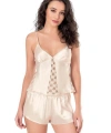 Fildişi Saten Babydoll Şort Takımı - SSSSSS3239-6158