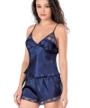 Lacivert Saten Babydoll Şort Takımı - SSSSSS2940-6881