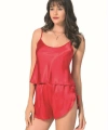 Şık Tasarım Yumuşak Dokulu Kırmızı Saten Babydoll Şort Takımı - SSSSSS3159-4858