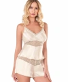Fildişi Saten Babydoll Şort Takımı - SSSSSS6956-7244