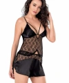Siyah Saten Babydoll Şort Takımı - SSSSSS2176-8915