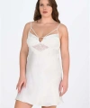 Premium Büyük Beden Saten Dantel İşlemeli Ekru Gecelik Bigsize - SSSSSS9498-4137