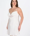 Premium Büyük Beden Saten Dantel İşlemeli Ekru Gecelik Bigsize - SSSSSS9498-4137