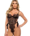 Özel Tasarım İp Detaylı Siyah Dantel İşlemeli Transparan Fantezi Body - SSSSSS4042-6098
