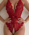 Kırmızı Özel Bölgesi Açık Fiyonklu Dantel Fantezi Body - SSSSSS5664-3609