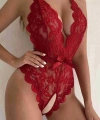 Kırmızı Özel Bölgesi Açık Fiyonklu Dantel Fantezi Body - SSSSSS5664-3609