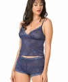 Lacivert Jakarlı Babydoll Şort Takımı - SSSSSS5407-2696