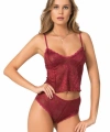 Bordo Jakarlı Babydoll Şort Takımı - SSSSSS5419-5150