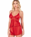 Kırmızı Saten Babydoll Şort Takımı - SSSSSS6170-2449