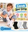 Çocuk Spor Çorap 6lı Set Siyah Beyaz Gri İnce Dikişli Kokulu Yıkama Yumuşak Esnek Günlük Çorap Seti