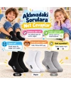 Çocuk Spor Çorap 6lı Set Siyah Beyaz Gri İnce Dikişli Kokulu Yıkama Yumuşak Esnek Günlük Çorap Seti