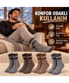 Erkek Kışlık Desenli Çorap 4lü Seti Sıcak Tutan Yumuşak Rahat Günlük Renkli Uzun Soket Çorap Paketi