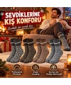 Erkek Kışlık Desenli Çorap 4lü Seti Sıcak Tutan Yumuşak Rahat Günlük Renkli Uzun Soket Çorap Paketi