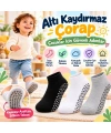 Çocuk Kaydırmaz Tabanlı Patik Çorap 3lü Set Siyah Beyaz Gri Yumuşak Esnek Kokulu Günlük Çorap Rahat