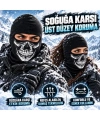 Unisex Kurukafa Desenli Balaklava Kışlık Tam Yüz Maske Nefes Alan Esnek Kask Altı Boyunluk Siyah Set