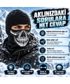 Unisex Kurukafa Desenli Balaklava Kışlık Tam Yüz Maske Nefes Alan Esnek Kask Altı Boyunluk Siyah Set