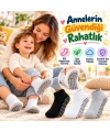 Çocuk Kaydırmaz Tabanlı Patik Çorap 6lı Set Siyah Beyaz Gri Yumuşak Esnek Kokulu Günlük Çorap Rahat